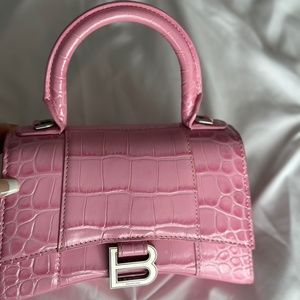 Balenciaga Hourglass XS Crocodile-Embossed Top-Handle Bag Balenciaga